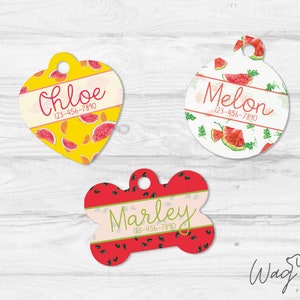 Watermelon Dog Collar Tag, Custom Pet Tag, Summer Cat Collar Tag, Fruit Dog Tag, Pet Id Tag, Tropical Pet Tag Heart, Fruity Dog Tag, Summer