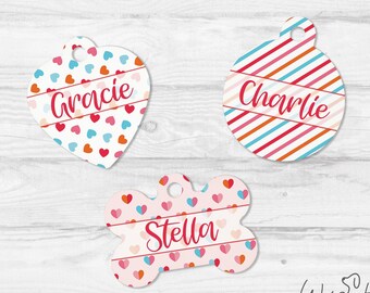 Valentines Dog Tag, Pink Pet Tag, February Dog Tag, Love Hearts Personalized Pet tag, Cat Name Tag, Girl Dog Tag, Dog Tag For Dogs, Pink