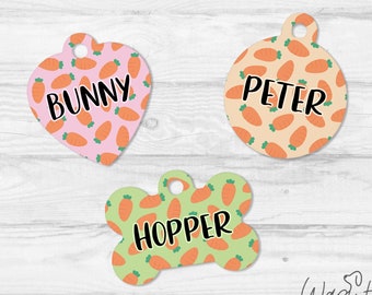 Easter Dog Collar Tag with Carrots, Dog ID Tag Pastel Easter Pet Tag, Easter Cat Collar Tag, Custom Dog Tag for Dogs Personalized