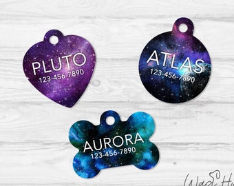 Galaxy Dog Tag, Purple Custom Pet Tag, Blue Constellation Pet Tag, Girl Dog Tag, Boy Dog Tag, Custom Dog Tag