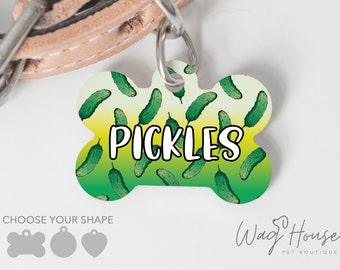 Pickle Dog Tag, Funny Food ID Tag, Cucumber Dog Tag Double Sided, Custom Dog Tag Personalized Pet Tag, Girl Dog Tag, Boy Dog Tag, Pickles