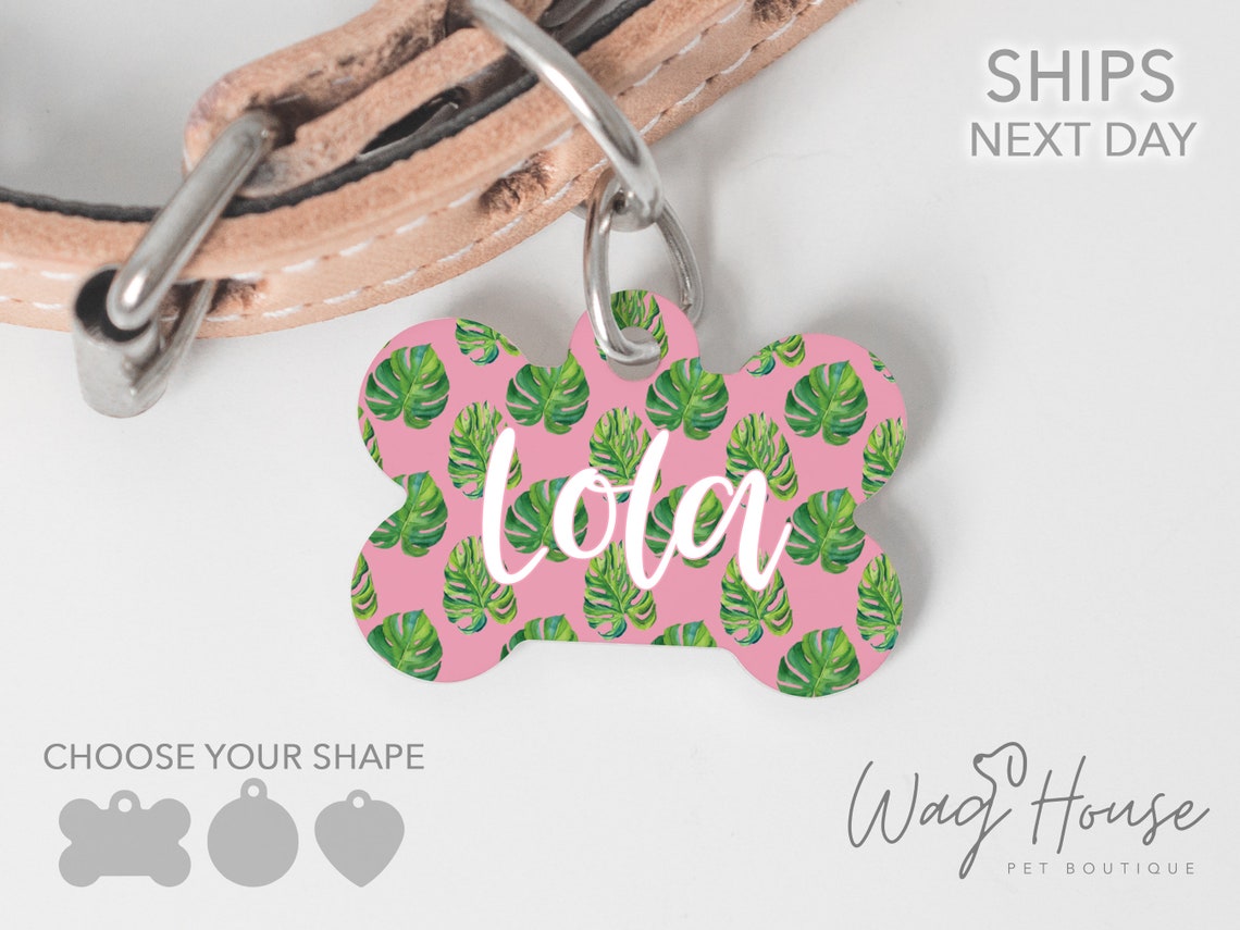 Monstera Druck Hund Tag Pflanze IDTag SommerHundemarke Etsy