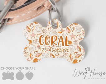 Boho Summer Tag Rustic Dog Tag, Seashell Pet Tag, Personalized Pet tag, Dog Name Tag, Boy Dog Tag For Dog, Girl Dog Tag For Dog