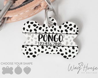 Dalmatian Animal Print Dog Tag, Cruella ID Tag, Dalmatian Dog Tag Double Sided, Animal Print Custom Dog Tag Personalized Pet Tag