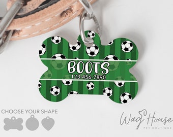 Soccer Pet ID Tag, Football Double Sided Dog Tag for Dog, Custom Sport Pet Tag, Cat Tag, Soccer Accessories, Personalized Cat tag