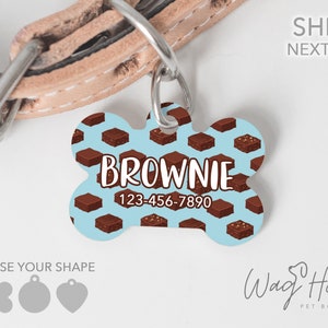 Brownie Dog Pet Tag, Food Dog Tag, Sweets Dog Accessories, Brown Dog Tag, Fudge Double Sided Dog Tag for Dog, Custom Pet Tag