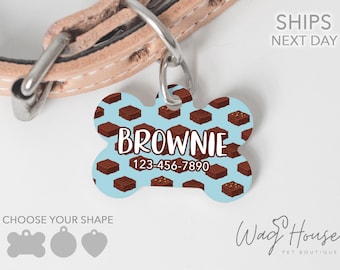Brownie Dog Pet Tag, Food Dog Tag, Sweets Dog Accessories, Brown Dog Tag, Fudge Double Sided Dog Tag for Dog, Custom Pet Tag