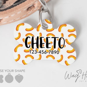 Cheese Puffs Dog Tag, Cheese Doodles ID Tag, Cheeto Dog Tag Double Sided, Funny Custom Dog Tag Personalized Pet Tag, Cat Tag, Girl Dog Tag