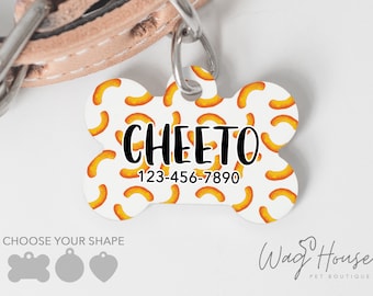 Cheese Puffs Dog Tag, Cheese Doodles ID Tag, Cheeto Dog Tag Double Sided, Funny Custom Dog Tag Personalized Pet Tag, Cat Tag, Girl Dog Tag