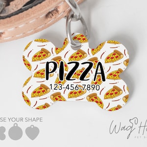 Pizza Pet Tag, Food Dog Tag, Food Pet Accessories, Funny Dog Tag, Double Sided Dog Tag for Dog, Custom Cat Pet Tag