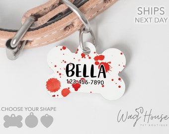 Blood Splatter Halloween Dog Tag | Vampire Pet Tag |  Fall Dog Accessory and Pet Tag | Boy Double Sided Pet ID Tag