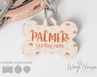Palm Tree Dog Tag, Summer ID Tag, Summer Dog Tag Double Sided, Palmer Custom Dog Tag Personalized Pet Tag, Girl Dog Tag