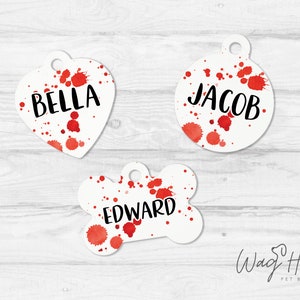 Blood Splatter Halloween Dog Tag Vampire Pet Tag Fall Dog Accessory and Pet Tag Boy Double Sided Pet ID Tag image 2