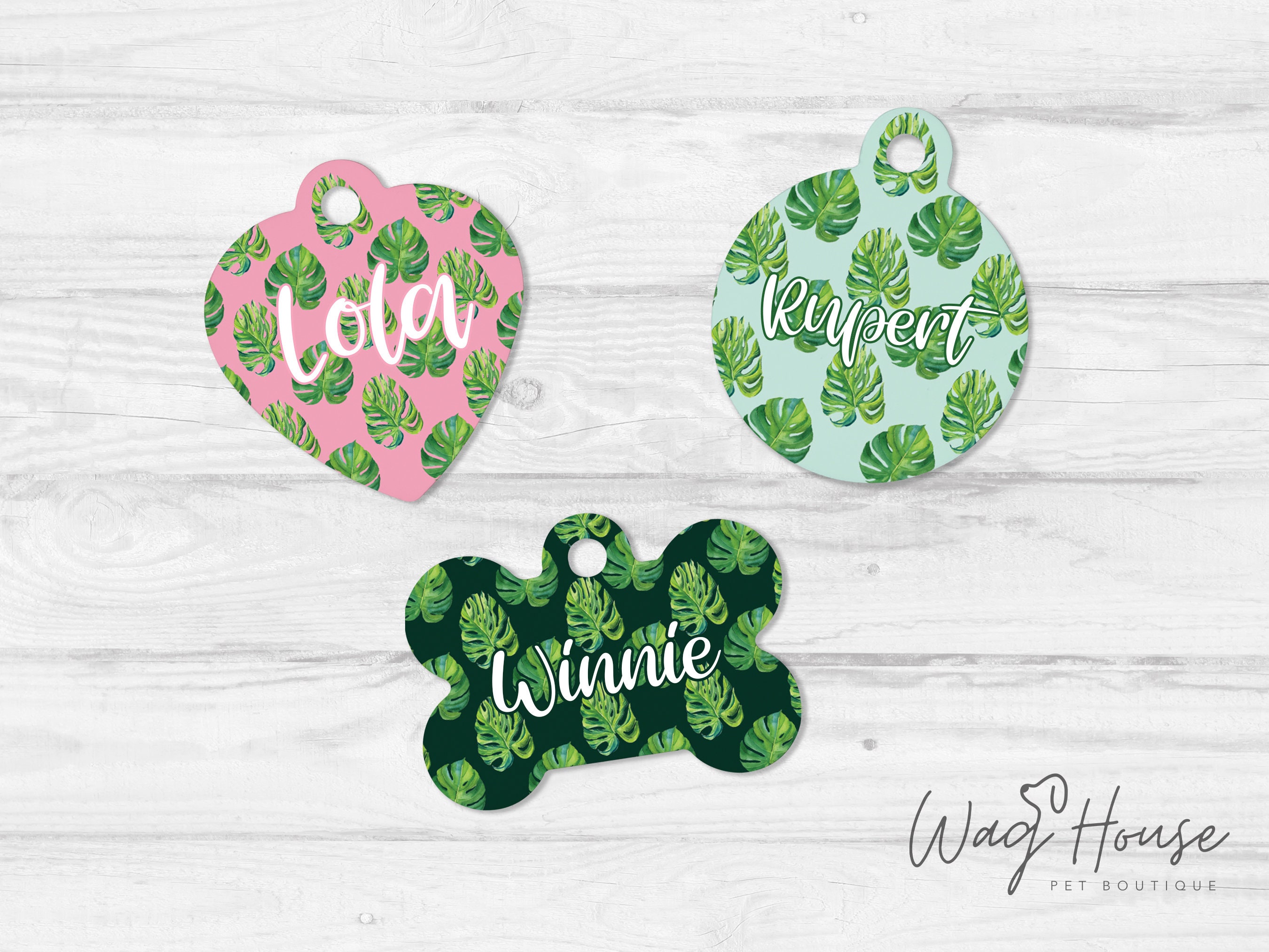 Monstera Druck Hund Tag Pflanze IDTag SommerHundemarke Etsy