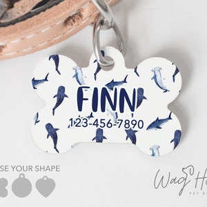 Shark Dog Tag, Summer ID Tag, Beach Dog Tag Double Sided, Custom Dog Tag, Palm Tree Personalized Pet Tag, Girl Dog Tag, Boy Dog Tag,