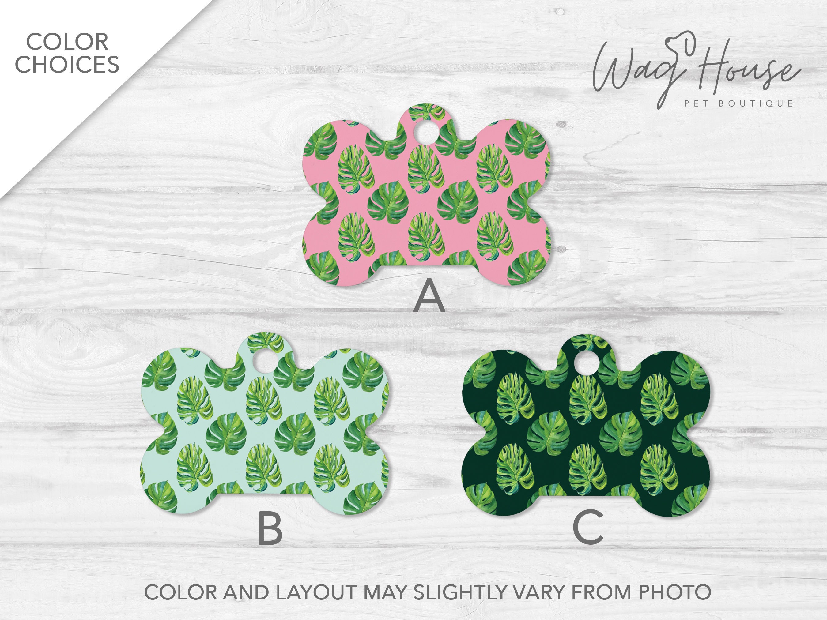 Monstera Druck Hund Tag Pflanze IDTag SommerHundemarke Etsy