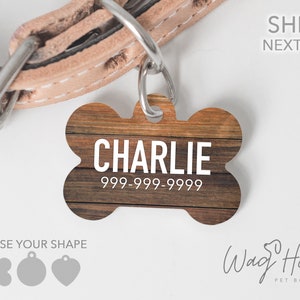 Hölzerne Haustier-ID-Marke, doppelseitige Hundemarke, rustikale Hundemarke, rustikale Holz Hundemarke, personalisierte Holz Haustiermarke, WOOD03