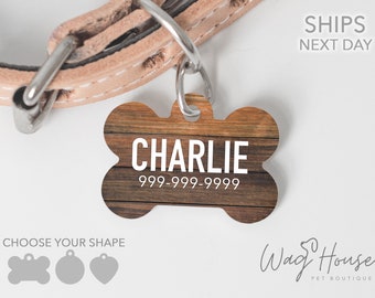 Wood Pet ID Tag, Double Sided Dog Tag for Dog, ID Tag Rustic, Custom Pet Tag, Rustic Wood Dog Tag, Personalized Wood Pet Tag, WOOD03