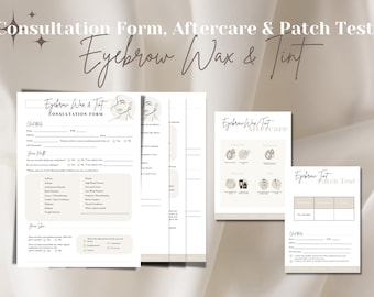 Eyebrow Wax & Tint Consent Forms, Brow Consultation, Brow Artist Forms, Salon Consultation Form, Eyebrow Form, Brow Wax Tint Forms