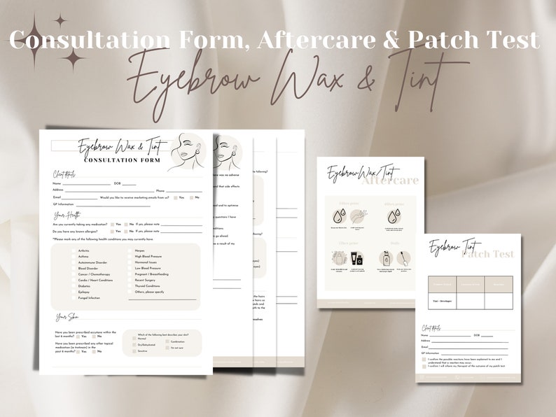 Eyebrow Wax & Tint Consent Forms Brow Consultation Brow Etsy