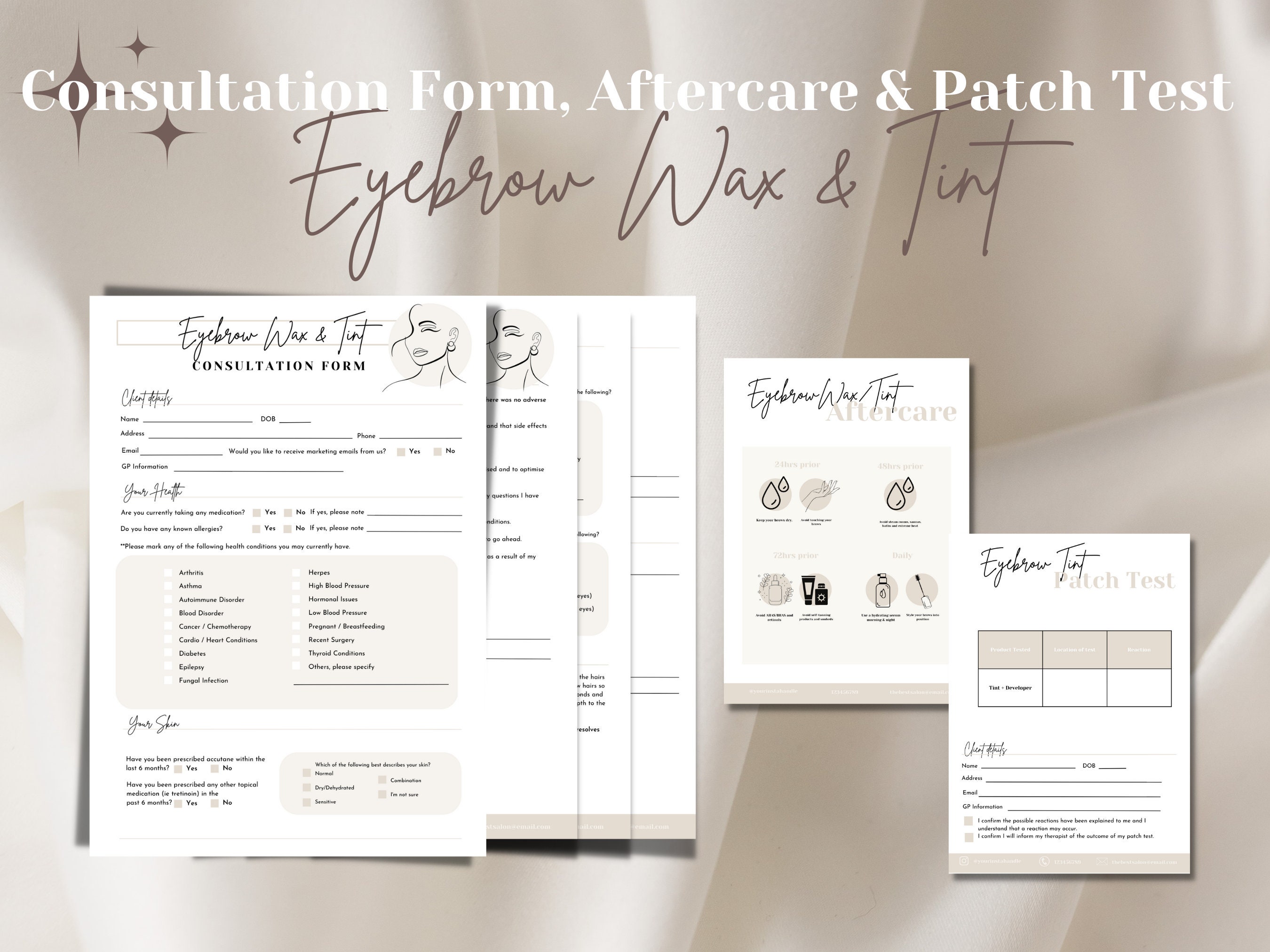 Eyebrow Wax & Tint Consent Forms Brow Consultation Brow Etsy