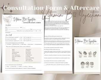 Vitamin B12 Consent Form, Vitamin Injection Consent Form, Aesthetic Form, B12 Consultation, B12 Aftercare, Salon Intake, Digital Template