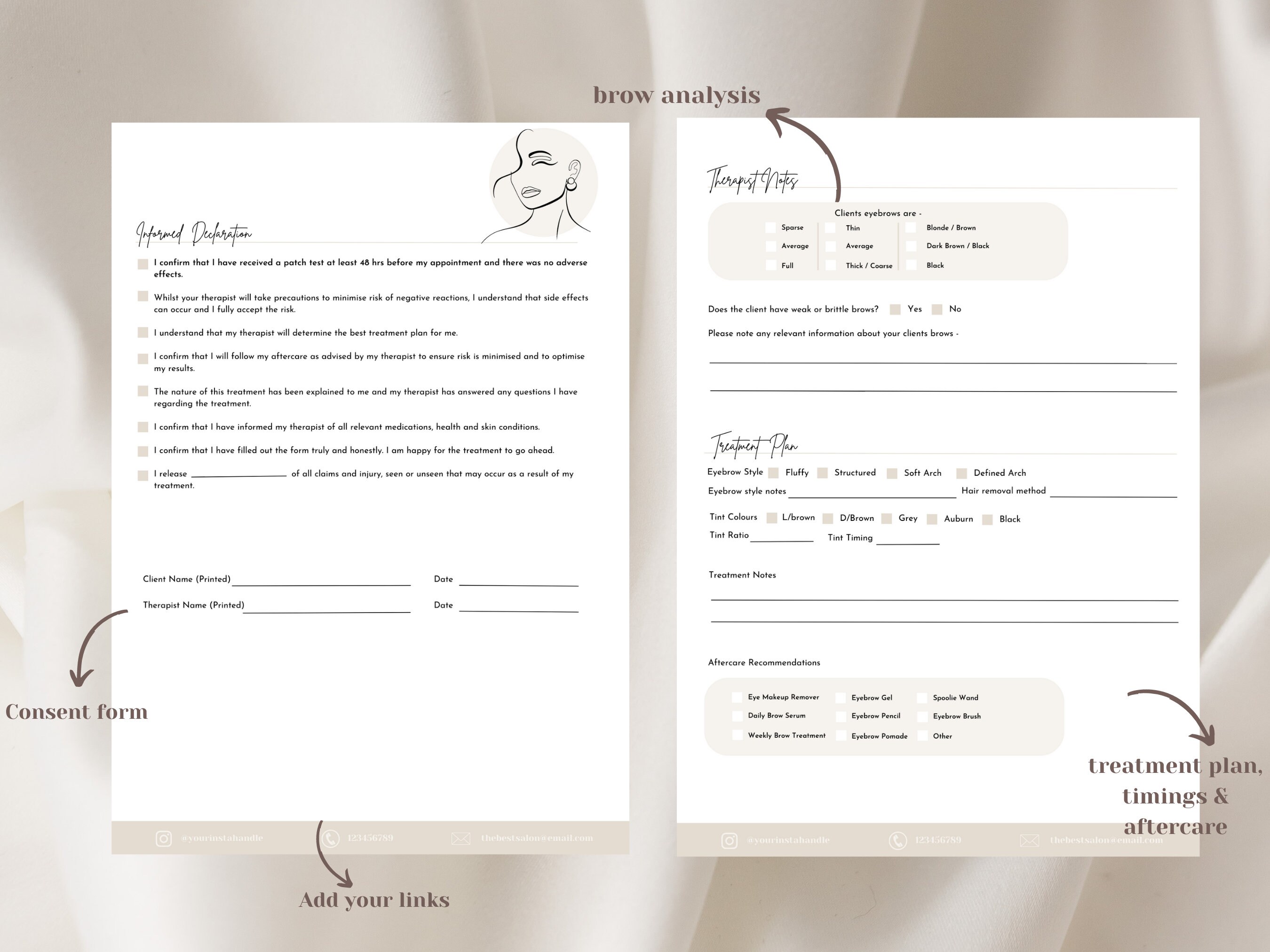 Eyebrow Wax & Tint Consent Forms Brow Consultation Brow Etsy