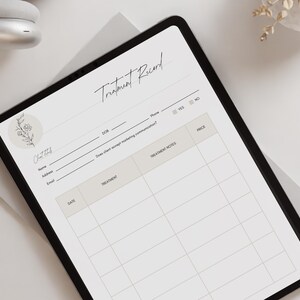 Behandelingsrapportkaart, schoonheidskaart, klantenkaart, sjablonen schoonheidssalon, schoonheidsspecialiste-sjablonen, digitale sjabloon, canva