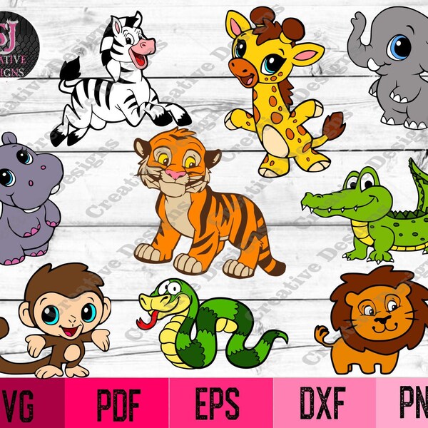 safari animals bundle svg, jungle svg, jungle animals svg, cute safari animals bundle svg, baby lion svg, baby tiger svg, baby animals svg