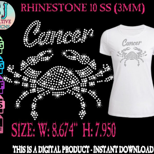 Cancer rhinestone,cancer Shirt SVG,rhinestone Template, Cancer Template, Rhinestones, Rhinestone Cut File, Cancer, Zodiac Rhinestone, Zodiac