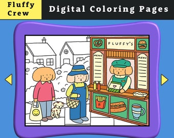 Digital Coloring Pages, Coloring Files, Cute Coloring Pages, Fluffy Crew