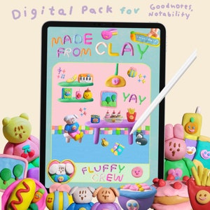 Digitales Notizbuch, süßes digitales Notizbuch, digitale Aufkleber für Goodnotes, Plastilin