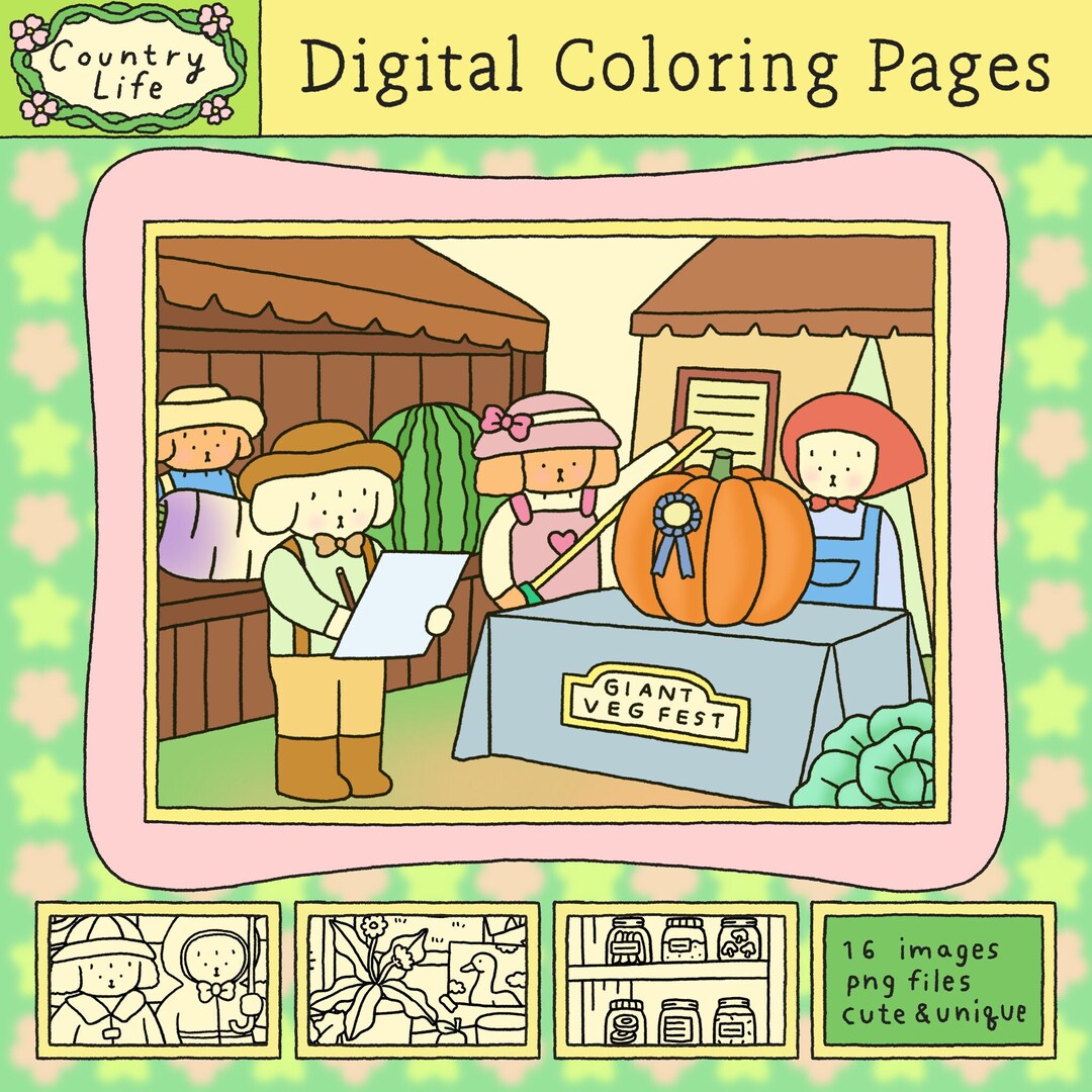 Country Life Digital Coloring Pages, Coloring Files, Cute Coloring ...