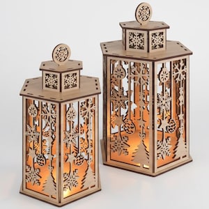 Laser Cut Weihnachts Kerzenhalter mit Hirsch und Lampenschirm Design 918