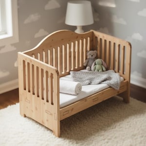 Fichiers de conception de lit à bascule pour bébé - organisateur de boutique et berceau de poupée - prêts pour Glowforge, Xtool, modèles de découpe laser 310
