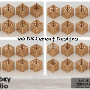 40 Decorative Box SVG Bundle, Laser Cut Files for Glowforge, Elegant Wooden Keepsake Box Plans, CNC Router Pattern 674