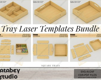 Laser Cut Tray SVG Bundle - DIY Wooden Divide Trays - Vector File for Home Decor 626