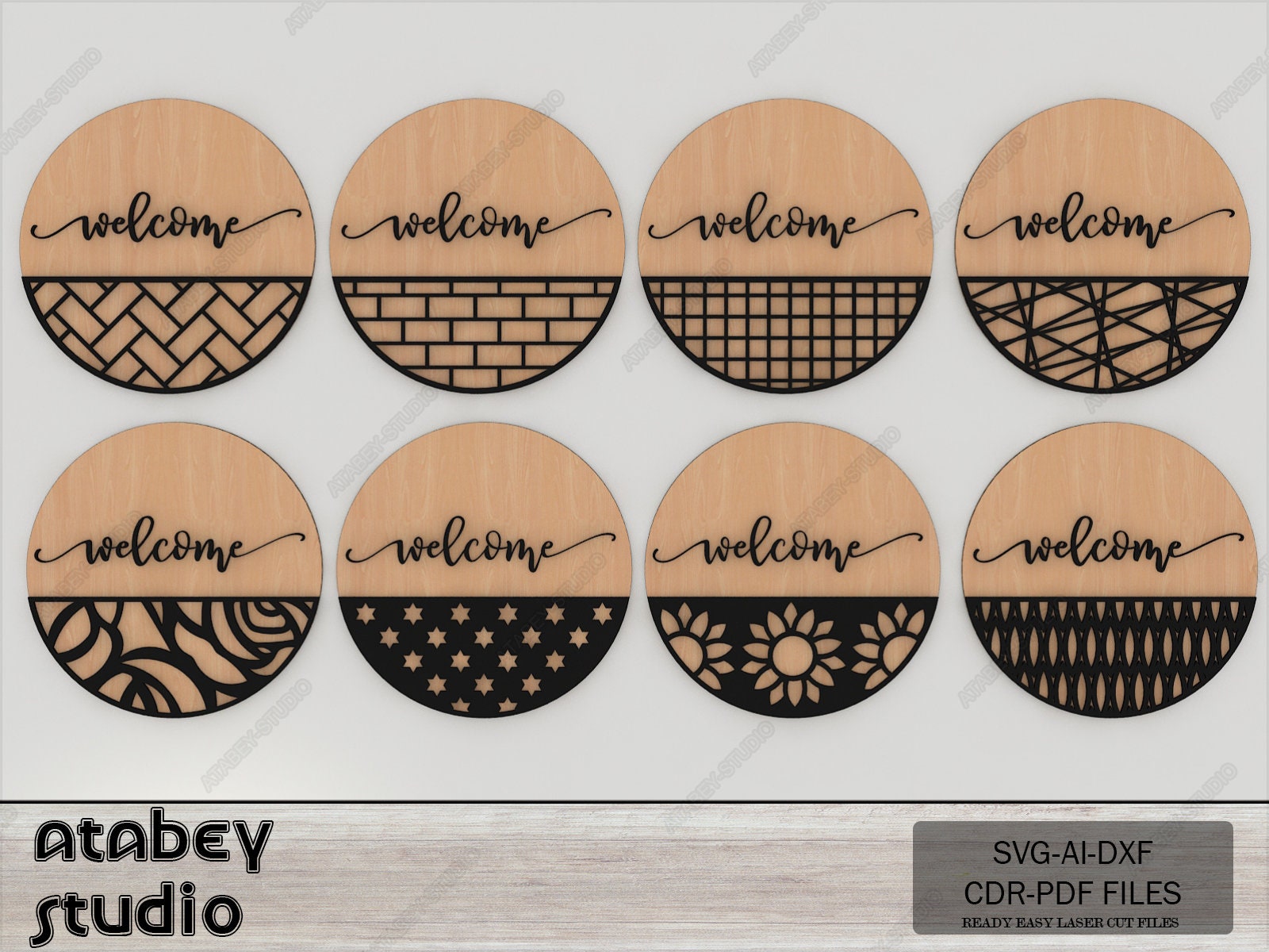 Complete Set of 32 Patterned Welcome Signs - Wall Hangers Laser ...
