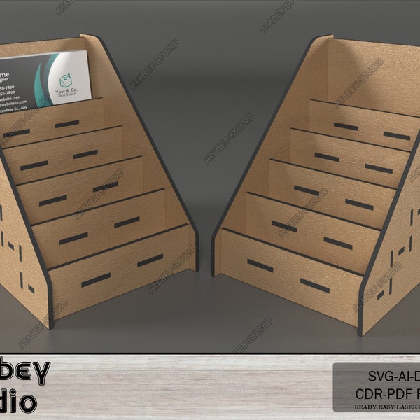 Business card holder - Card Organizer display Stand - Wood Laser Cutting Plans Svg Dxf Ai Cdr 563