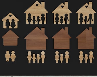 Custom Family Key Holders - Wall Keychain Set with Kids and Parents - DIY Keychain Set for Home 768