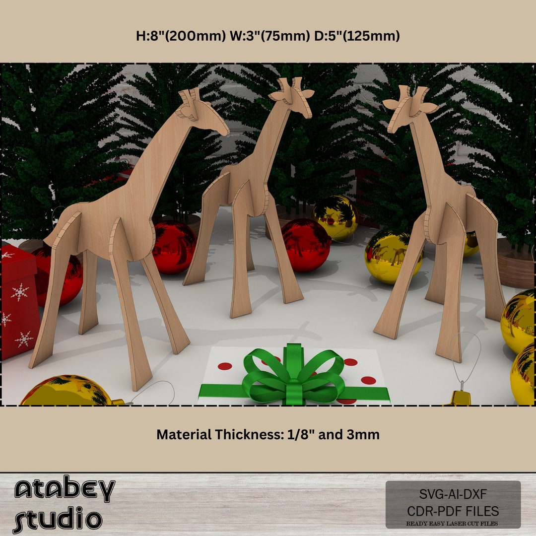 3D Giraffe Puzzle for Kids Fun Laser Cut Animal Toy Wooden Animal ...
