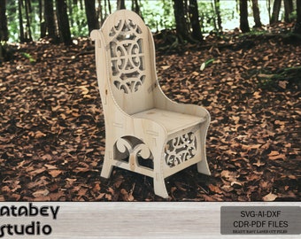 Plywood Mini Chair Decor - Vector Plan for Dollhouse Furniture, Wood Laser Cut Files 001