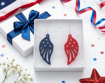 Patriotic Earring Laser Cut Template July Fourth Jewelry Design USA Flag Theme Veteran Gift