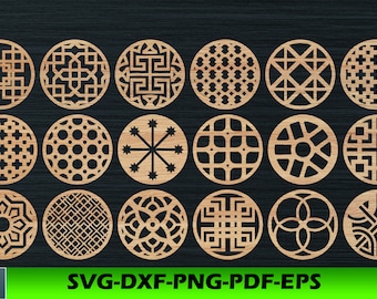 Round Coasters Grill Trivet Templates Vector Digital SVG DXF Files Instant Download glowforge Laser Cutting Plasma Cricut Maker 14