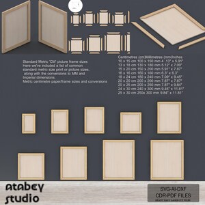 Laser Cut Frame Bundle: 9 Standard Metric Sizes | DIY Photo Frame Digital Plans,DIY Picture Frame Designs for Laser Cutting 770