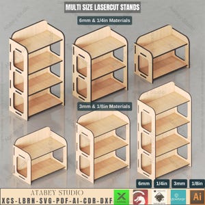 Laser Cut Countertop Shelf Bundle | Multi-Size Stand Designs | Vendor & Shop Display Files,Tiered Display Stand Templates 936