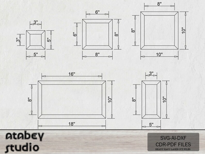Frame Square Rectangle Angle Laser Cut Photo Frame Bundle - Square and Rectangle Hanging Frames ...