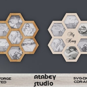 Marco de collage de panal de miel svg, marco de imagen Svg Dxf Cdr fıles glowforge Descarga digital 421