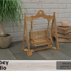 Mini altalena in legno tagliata al laser - Progetto casa delle bambole artigianale fai da te - Mini altalena per giocattoli e decorazioni 685