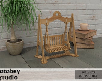 Mini Wooden Swing Laser Cut Files - DIY Craft Dollhouse Project - Mini Swing for Toy and Decor 685